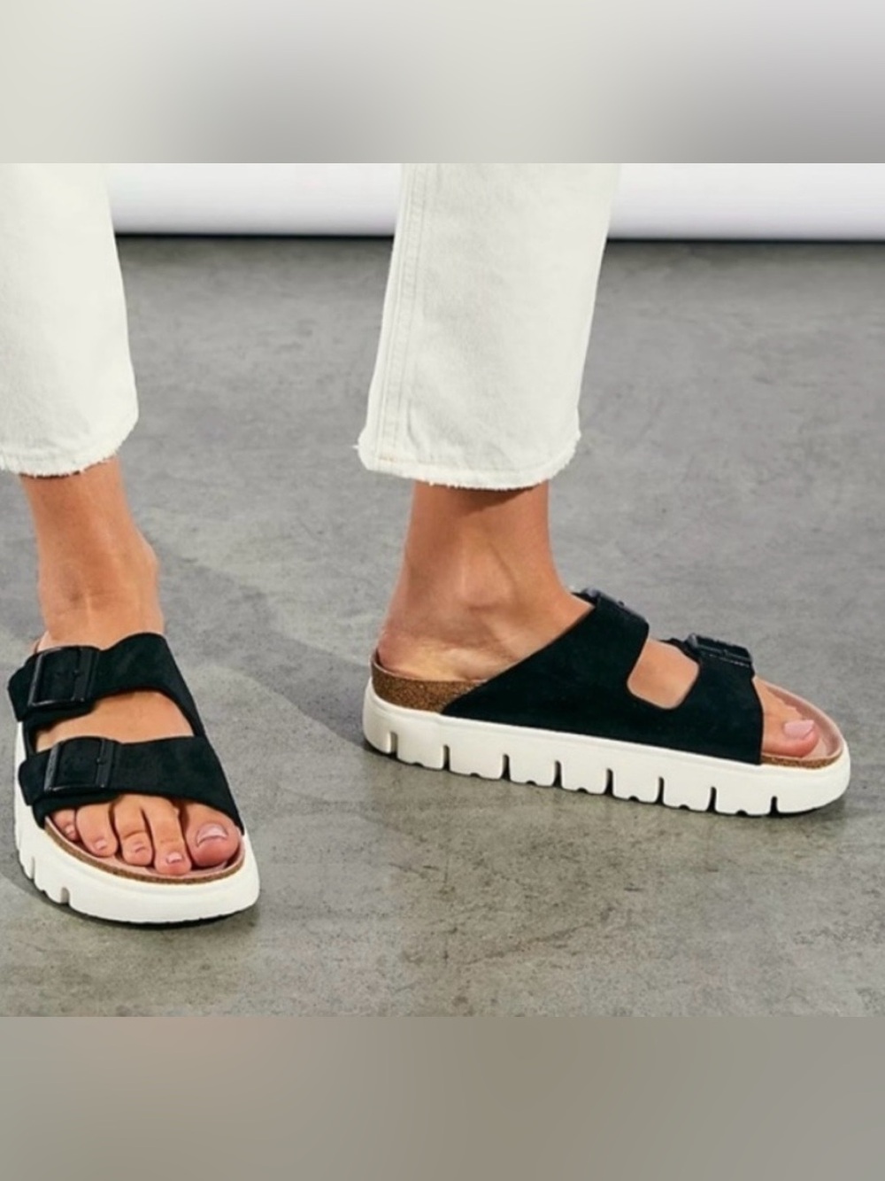 Birkenstock Papillio Black Suede Arizona Platform Sandal